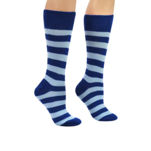 Fine Stripe Navy Blue Crew Socks